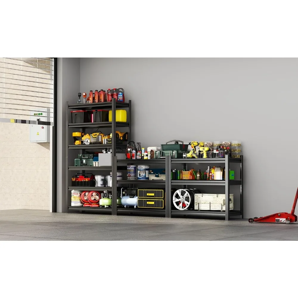 Scaffale per garage in acciaio regolabile a 6 livelli per carichi pesanti per soluzioni di stoccaggio ad alta capacità di carico in garage, magazzini e case