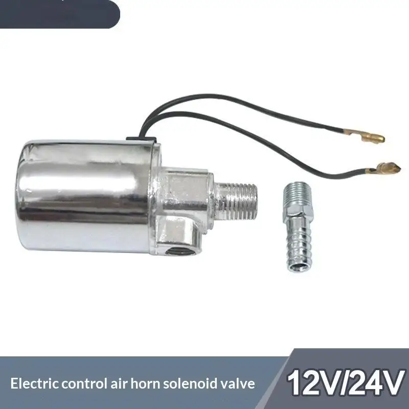 【CMO】1/4 Chrome Air Solenoid Valve For 12 Volt Or 24 Volt DC For Trucks With 1/4 Hose Barb And Metal Construction