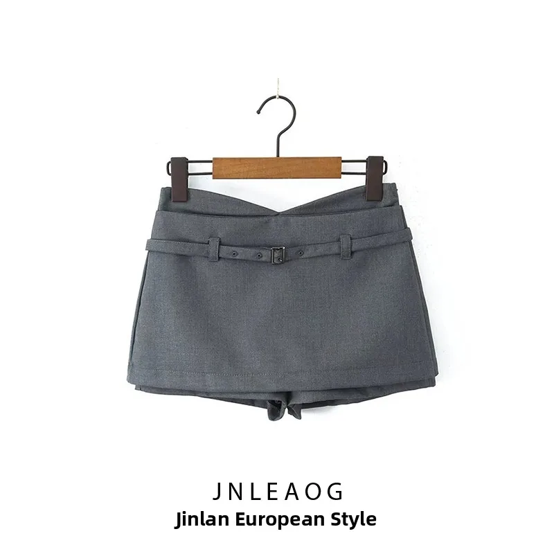 Casual Versatile V-Waist Suit Skirt JNLEAOG Autumn New Style Women's Fashion Design All-Match Leisure Half-length Skirt