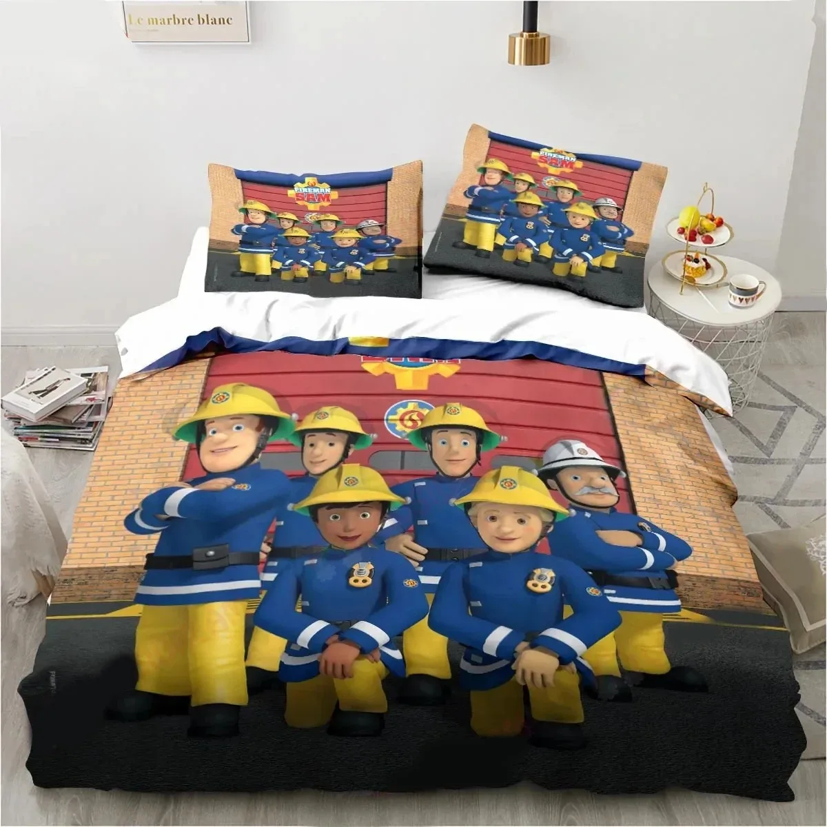 

3D Print Cartoon Fireman Sam Toys Bedding Set,Duvet Cover Bed Set Quilt Cover Pillowcase,King Queen Twin Size Boys Girls Adults