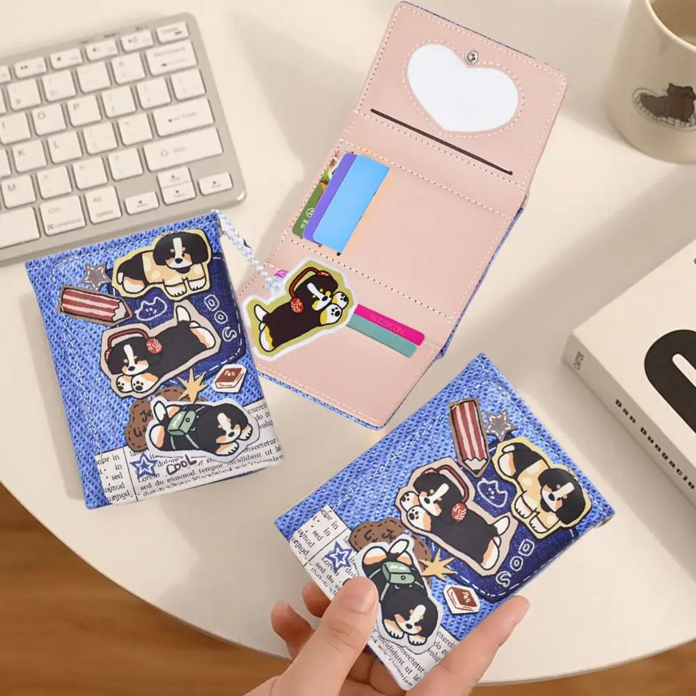 Cute 3 Folds Money Coin Purse Cartoon PU Leather Credit Card Holoder Waterproof Change Money Organizers