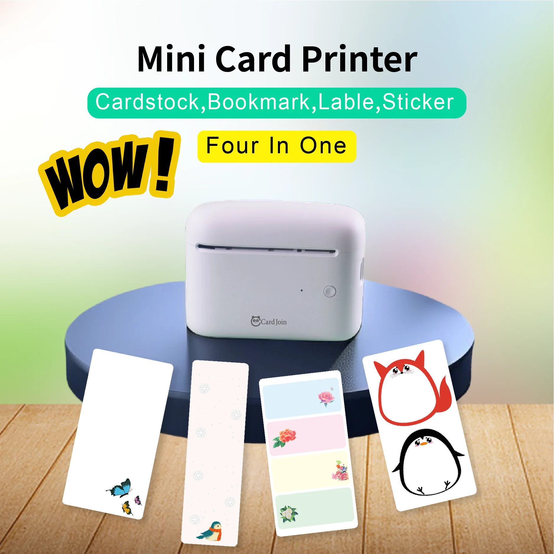 CardJoin CJ01 Portable Mini Thermal  Multifunctional Card Printer  Cardstock Label Bookmark Sticker BT 203dpi