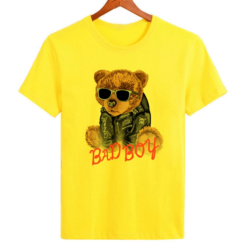 Cool Teddy Bear Print T-shirt Men's Short Sleeve Summer Clothing Hot Sale Cool Tops Fashion Tshirt B165