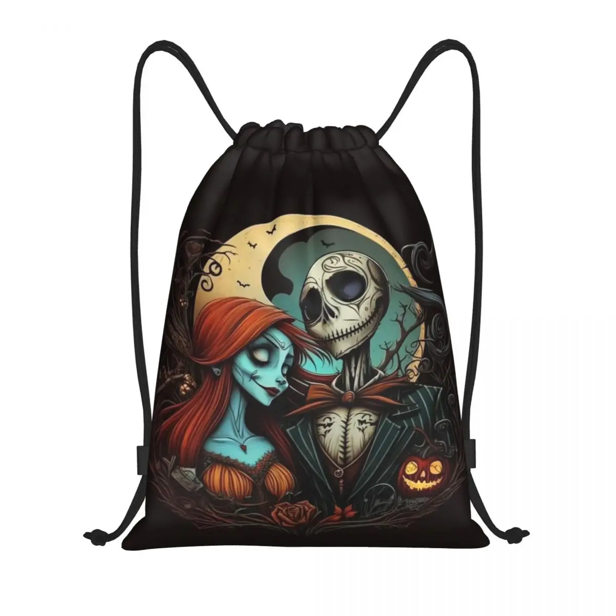 Custom Jack Skellington Drawstring Mochila, Sport Gym Sackpack, Portátil, Pesadelo Antes do Natal, Saco De Treinamento Saco