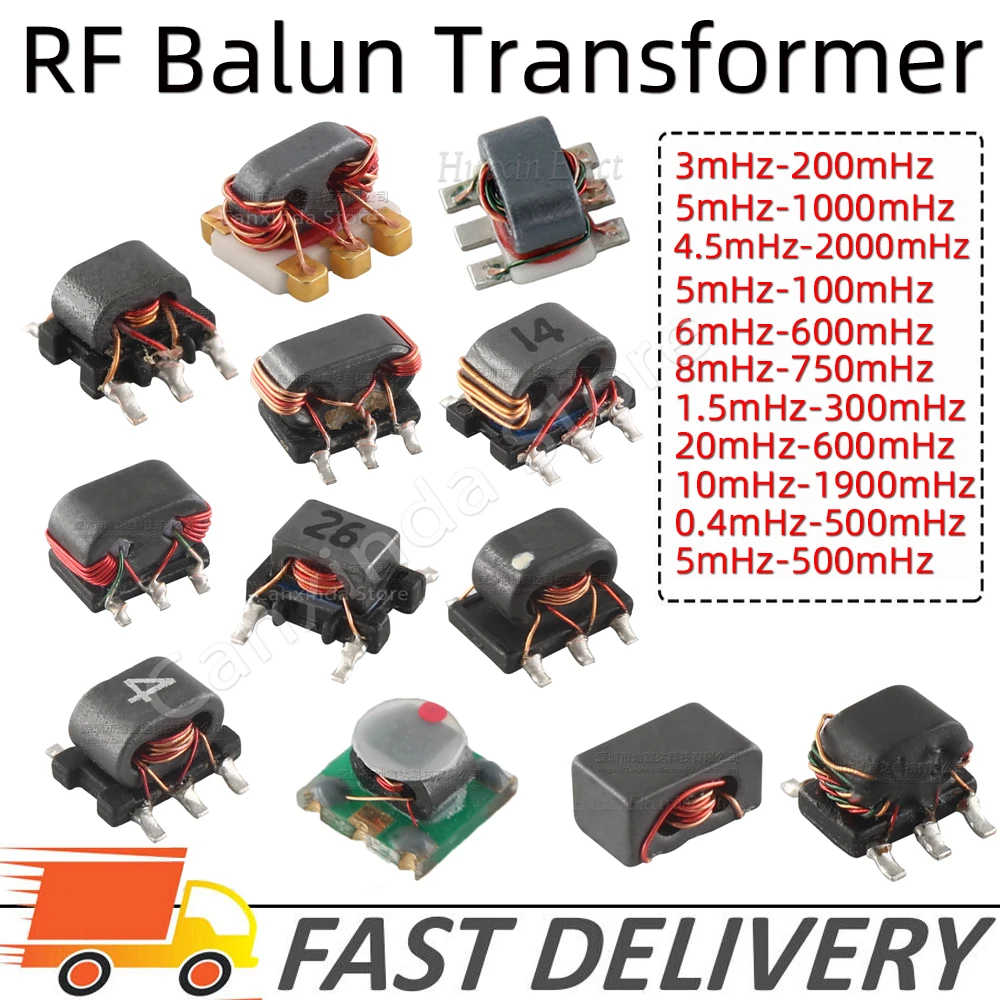 5pcs TC4-1T SMD RF Signal Balun Transformer 50Ω 0.5-300MHz 500mHz 1200mHz 1:4CT 1:4 1:1CT 1:1 Flux Coupled Balanced Unbalanced