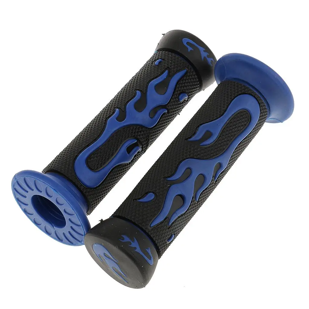 22mm Motorcycle Handlebars Rubber Grips Flame Style Handlebar Cuffs Universal Accessories for Motorbike Moped Scooter