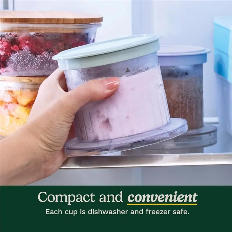 A96K-3PCS Instant Freeze Ice Cream Maker Dessert Cups With Spoon Ice Cream Maker Bowl Set 0.5-Pint Bowls With Lids