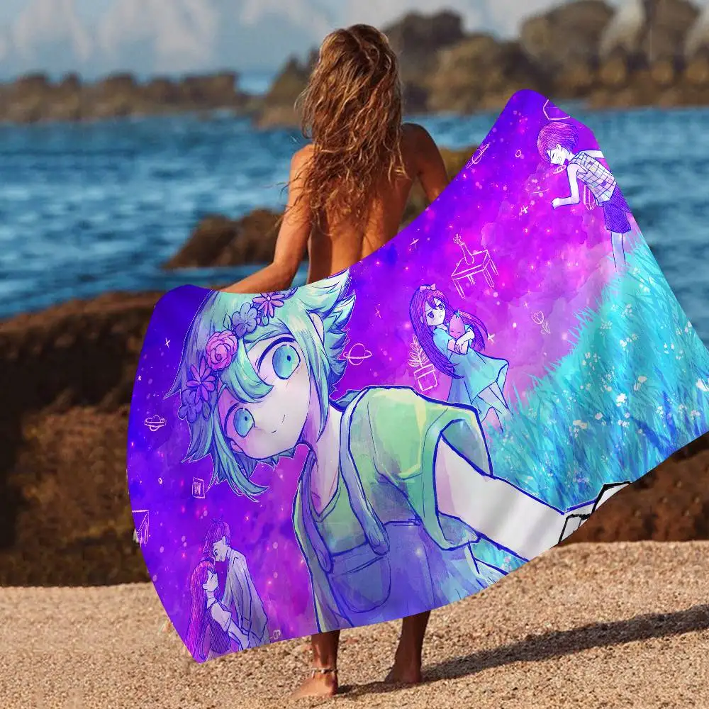 Game OMORI Beach Towel Colorful Bath Towels for Girl Microfiber Quick Dry Custom Sand Free Beach Yoga Spa Gym Pool