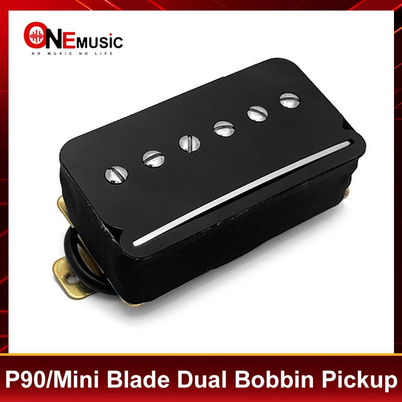 Guitar Humbucker P90/Mini Blade Dual Bobbin Pickup with  4 Conduct Output Cable Coil Splitting Black