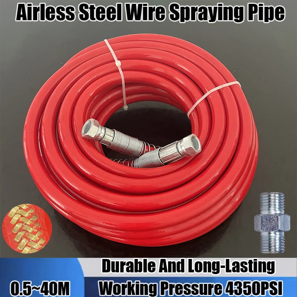 

0.5-40 Meter High Quality Airless High-Pressure Spray Paint Pipe "Upgraded Steel Wire Layer Hose" Connector 1/2 BSP 4350PSI