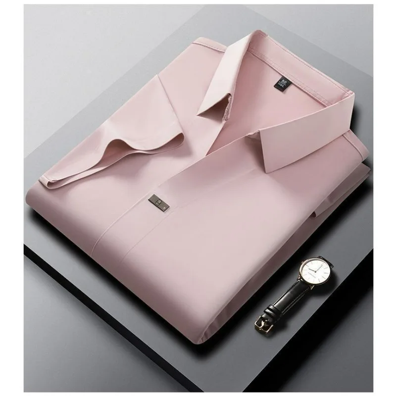 Men's Short-sleeved Polo Shirt Without Trace Men's Summer Ice Silk Middle-aged Half-sleeved Mulberry