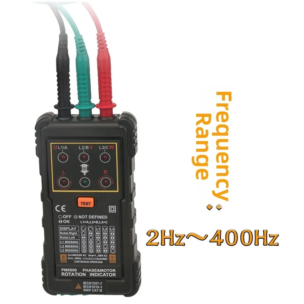 /PEAKMETER /PM5900 /Non For Contact Motor Phase Order Tester 120V-400V 3 Phase AC Rotation Detector For Electrical Testing Tool