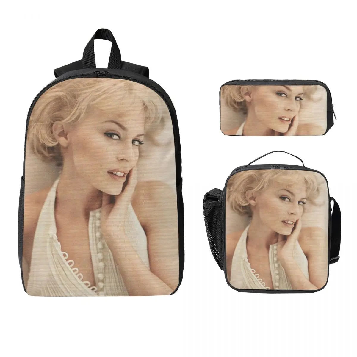 

Kylie Minogue - Collage Backpack Student BookBag School Bag Laptop Shoulder Bags 3ps Insulated Lunch Bag Pencil Case