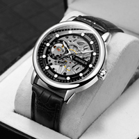 Luxury WINNER Classic Ultra Thin Man Watch Steel Skeleton Manual Mechanical Clock Waterproof Leather Elegant Men's Wrist Watches
