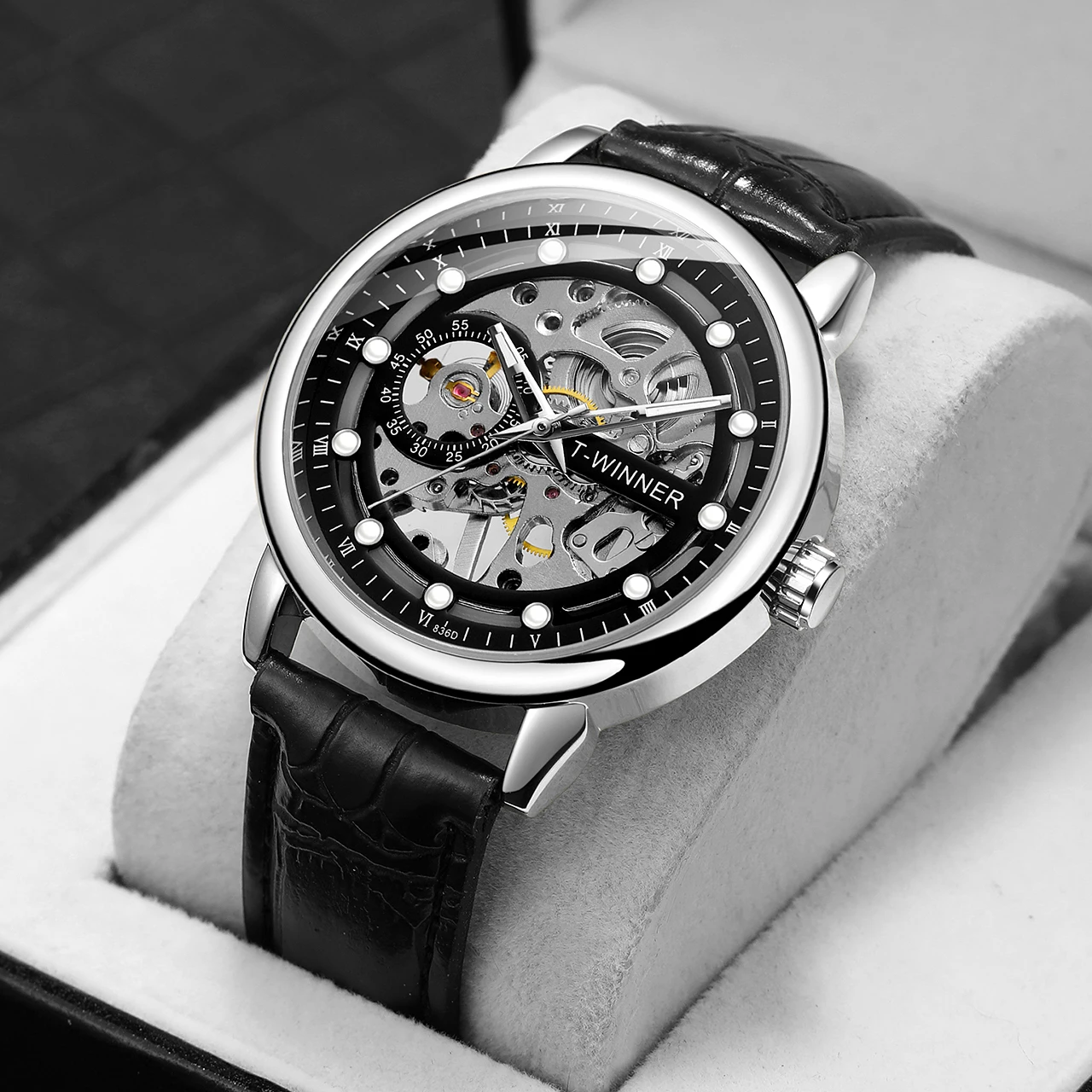 Luxury WINNER Classic Ultra Thin Man Watch Steel Skeleton Manual Mechanical Clock Waterproof Leather Elegant Men's Wrist Watches