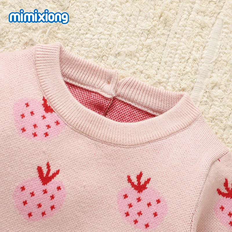 Cute Strawberry Knitted Baby Girls Rompers 0-18m Autumn Winter Infant Long Sleeve Jumpsuits Clothes One Pieces Children Overalls