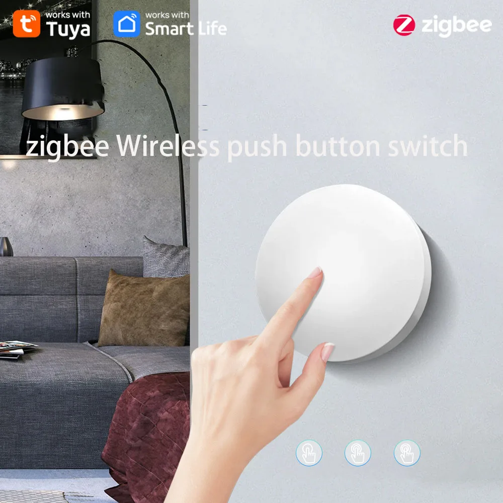 

Tuya ZigBee Smart Button Switch Wireless Remoter Button Emergency Controller Multi-scene Linkage Switches Alexa Voice Asstiant