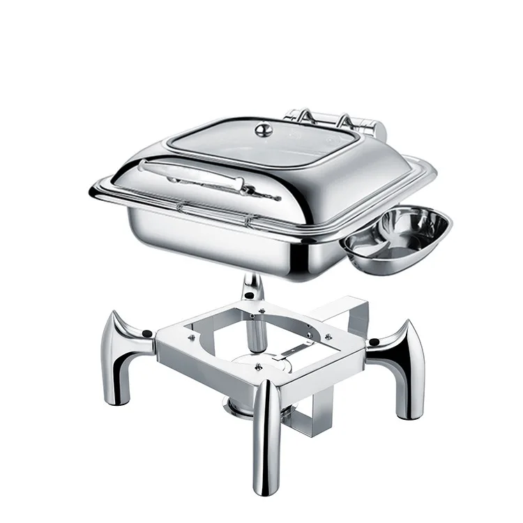 Stainless steel buffet stove Commercial hotel heating and insulation Automatic golden dining stove Square restaurant Thickened v