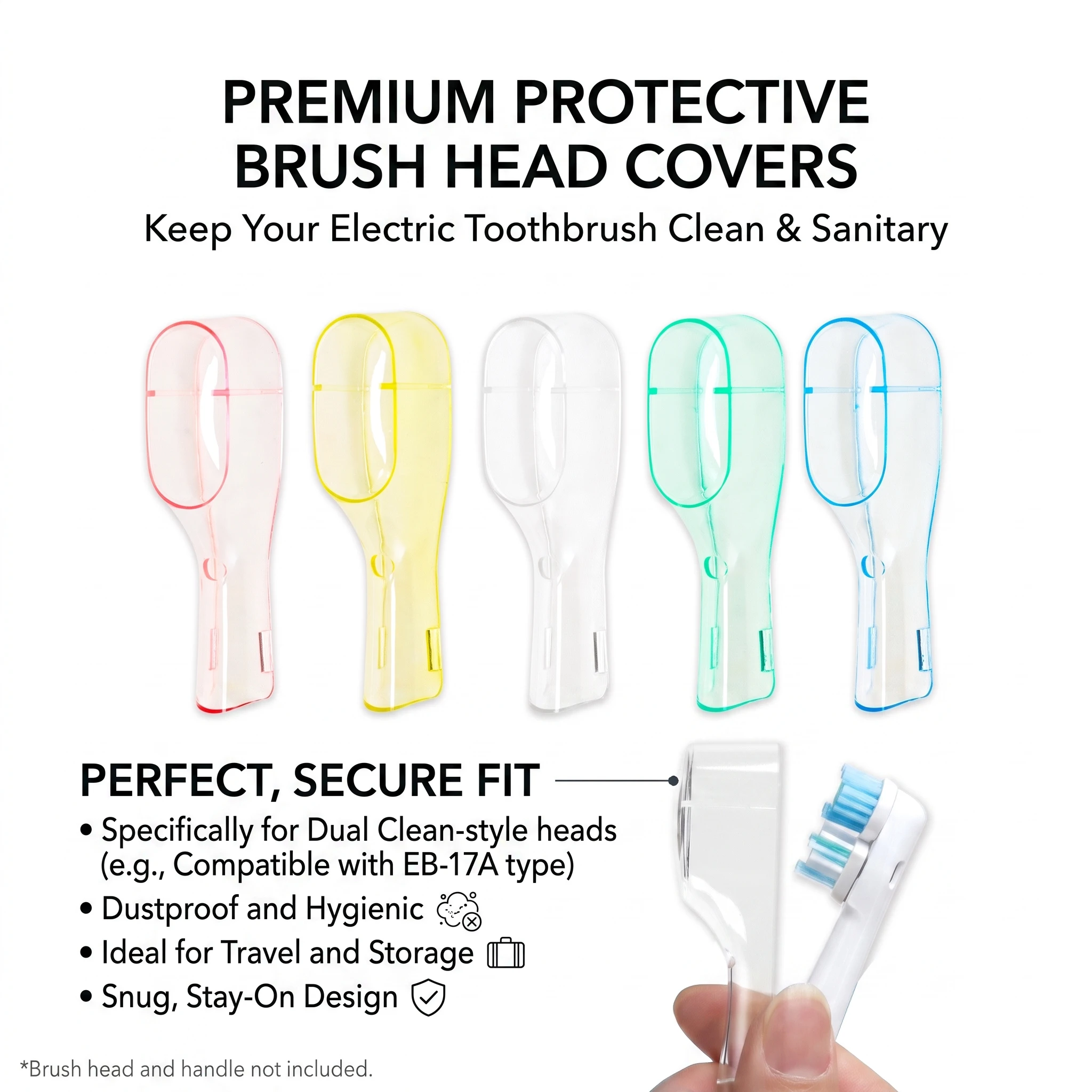 Dual‑Head Brush Head Dustproof Protective Cap For OralB EB‑417A SB‑417A Toothbrush, Multi‑Color Snap‑On Travel Hygiene Cover