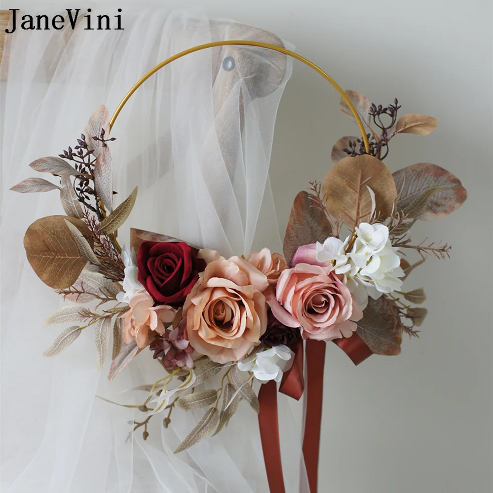 

JaneVini Vintage Wedding Bouquet for the Bride Bridesmaid Flowers Wreath Garland Artificial Trouw Boeket Bridal Accessories 2023