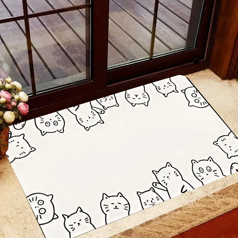 Welcome Corgi Doormat Cute Dog Paw Print Welcome Mat Red Ball Puppy Entrance Floor Rug Outdoor Indoor Door Mat For Home Decor