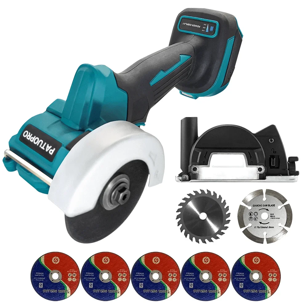 

76MM Brushless Electric Angle Grinder 390W Cordless Woodworking Polishing Cutting Power Tool For Makita 18V Battery(No Battery)