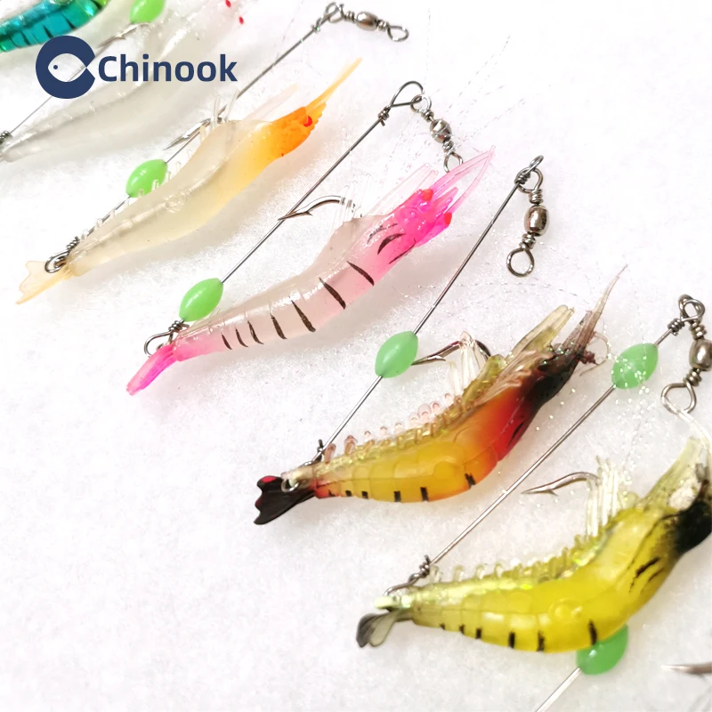 Chinook Soft Lure Fishing Artificial Bait 7.5cm 5.5g Soft Fishing Lure Luminous shrimp with hook Soft lure Fishing Tackle