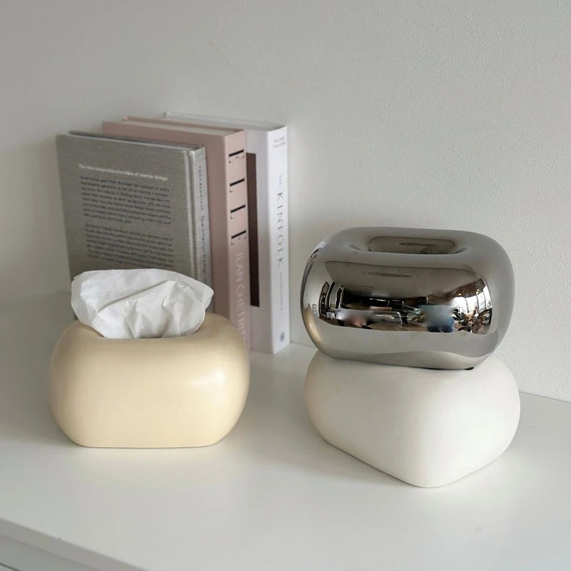 Nordic Cream Style Tissue Boxes Durable Ceramic Napkin Box Waterproof Wear Resistant Household Living Room Bedroom Storage