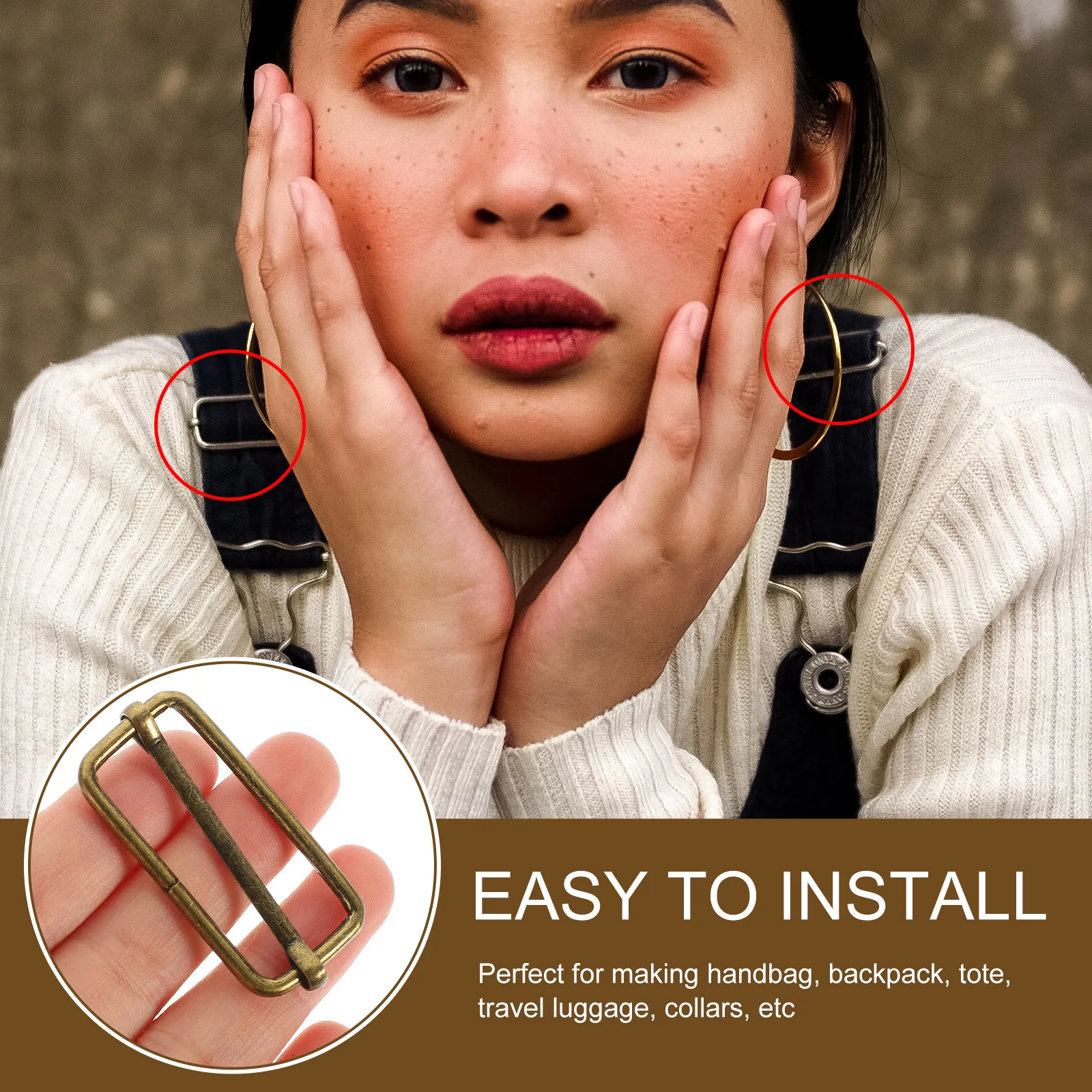 

100pcs Roller Metal Slide Strap Connectors For Roller Buckles Backpack Luggage Handbag Belt Harness Square Pin