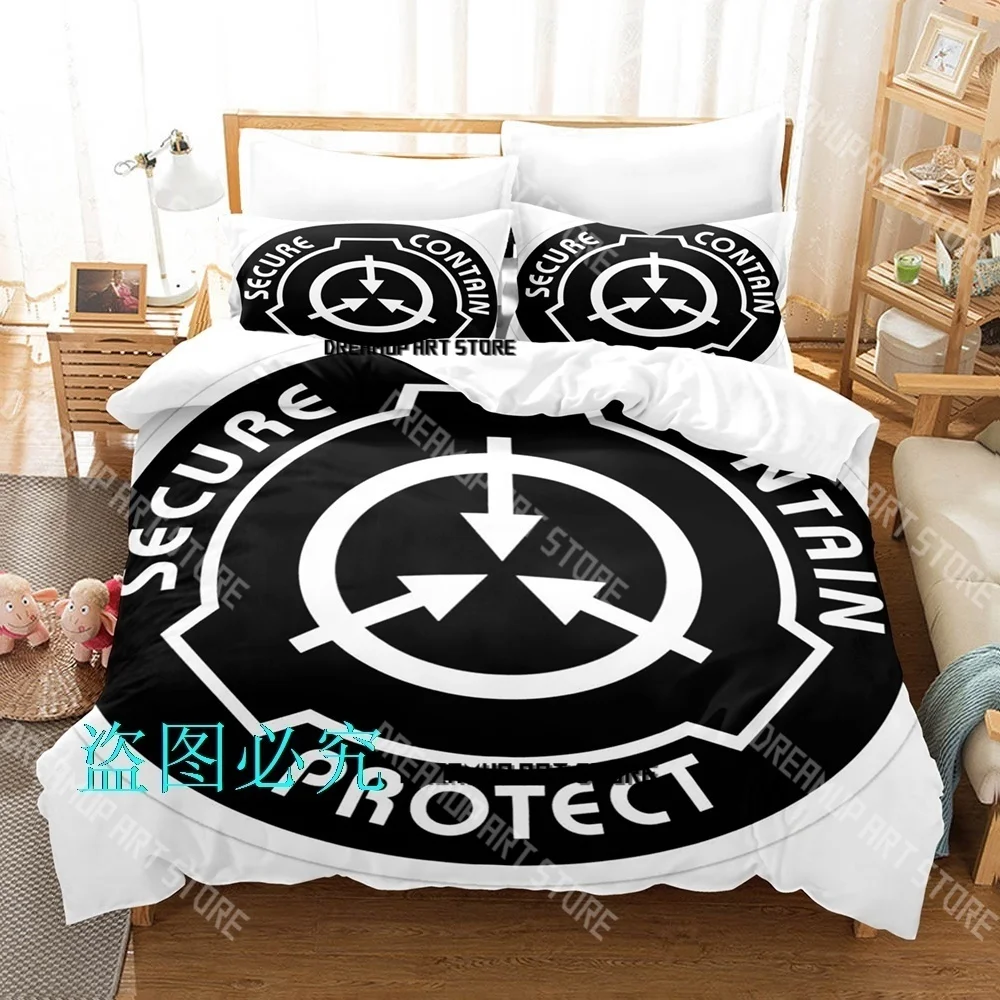 Fashion SCP Secure Contain Bedding Set Single Twin Full Queen King Size Bed Set Kids Bedroom Duvetcover Sets Bed Sheet Set
