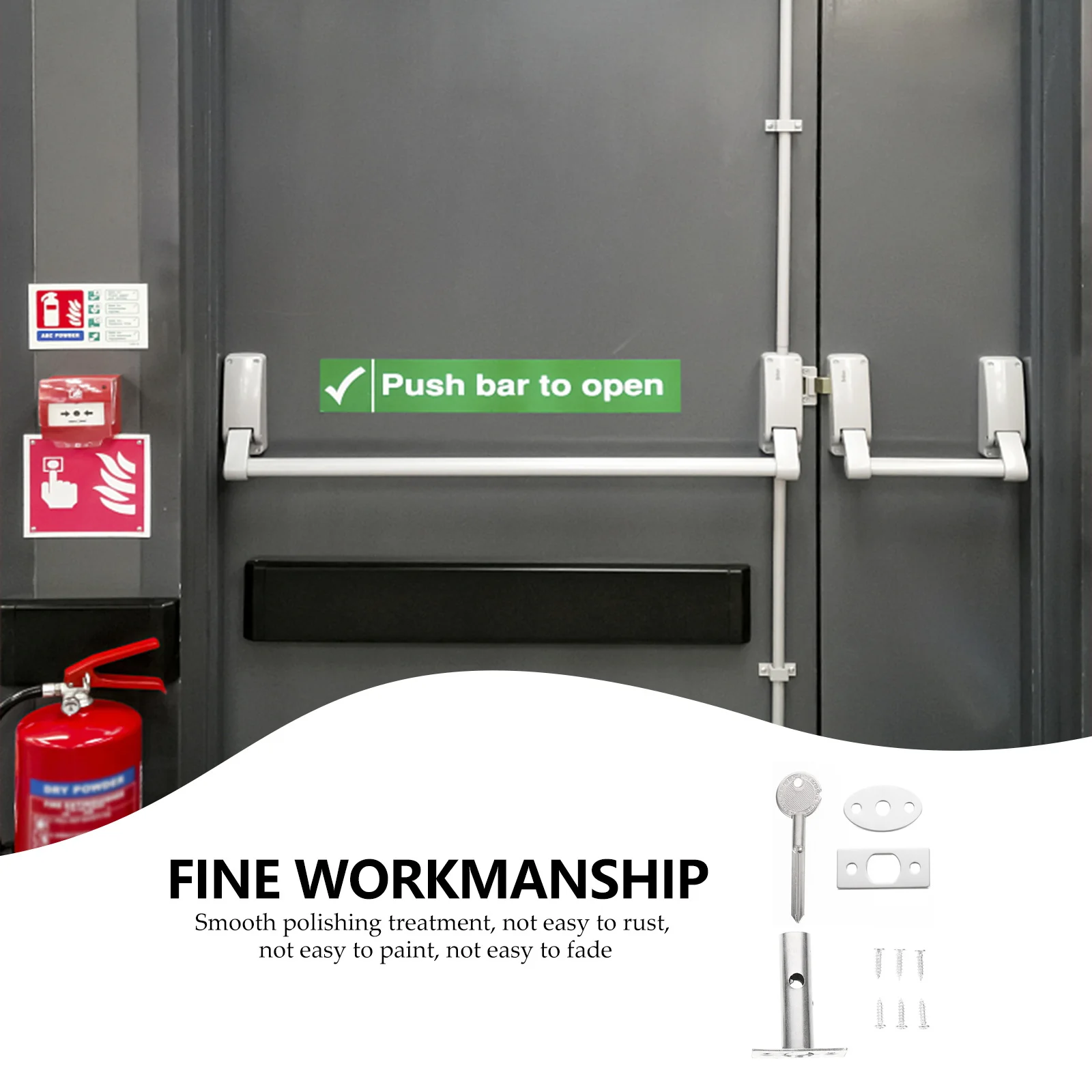 

1Set Fireproof Door Lock Stainless Steel Heavy Duty Door Bolt Latch Safety Lock Easy Install for Doors Gates Bedroom