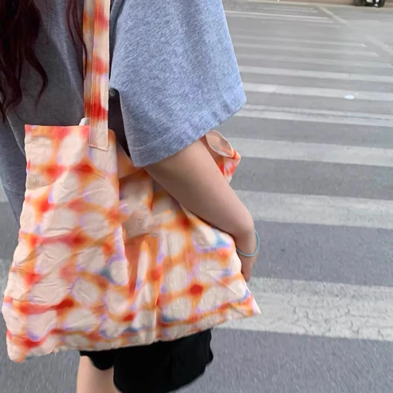 

Women Contrast Color Plaid Casual Tote Bags High-capacity All Match Shopping Underarm Bag Y2k Aesthetic Grunge Shoulder Handbags
