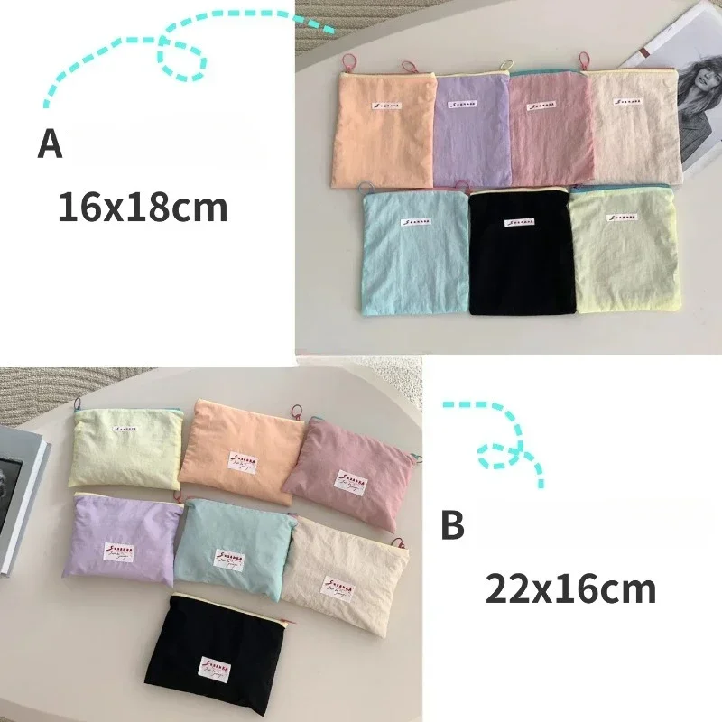 Simple Canvas Cosmetic Bag Clutch Bag Purse Makeup Organizer Bags Korean Cosmetic Pouch Zipper Women Cute Toiletry Beauty Case