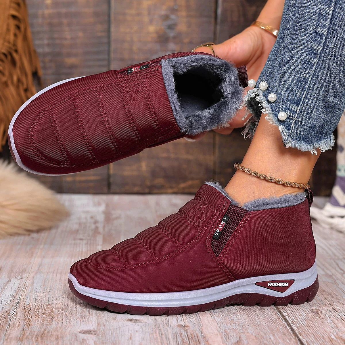 2025 New Women Snow Boots Summer Breathable Slip-On Shoes Women Lightweight Comfortable Casual Ankle Boots Zapatos De Mujer