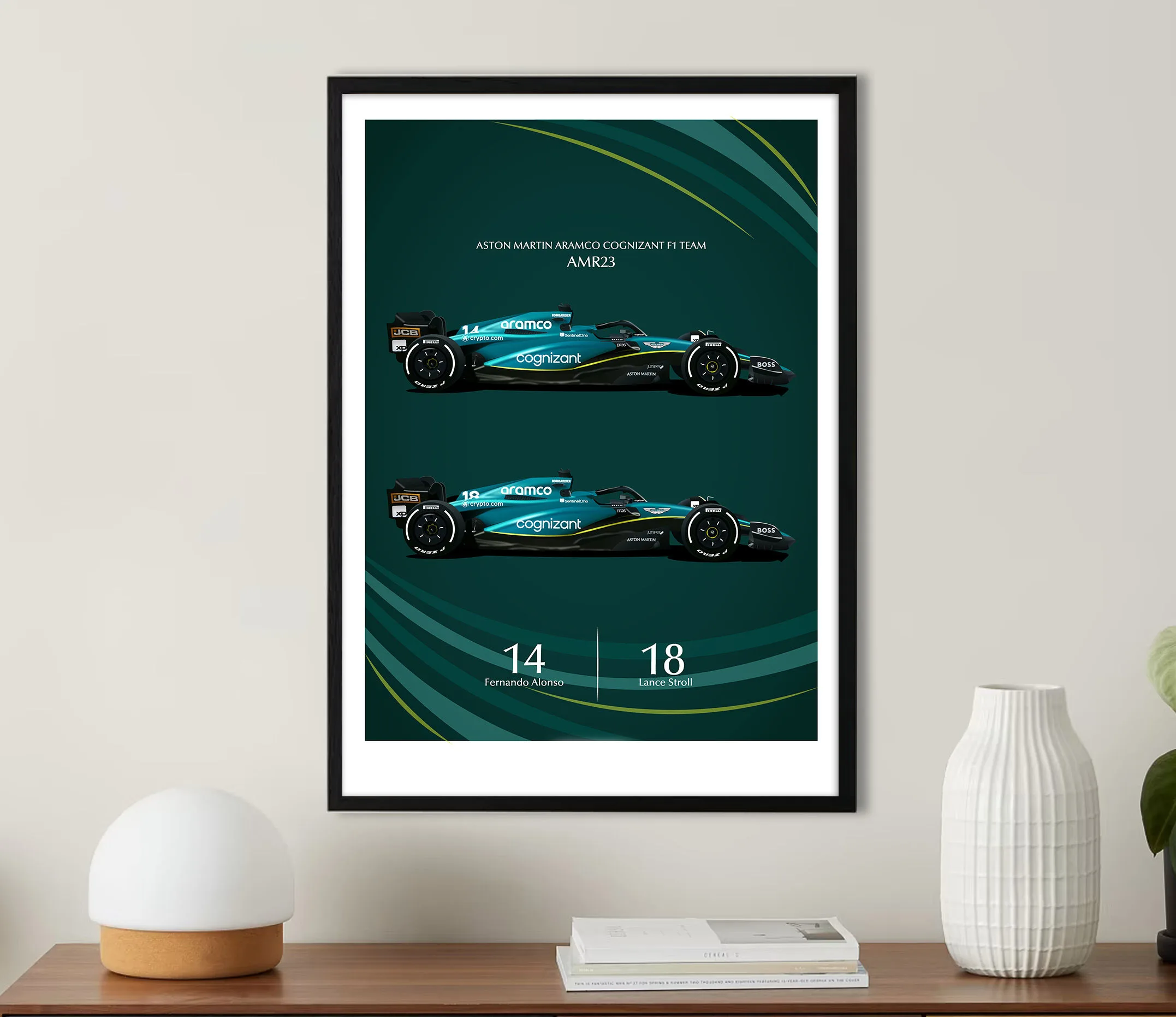 2023 F1 AMR23 Fernando Alonso And Lance Stroll Poster Canvas Painting Print Home Decor Gift Wall Art Picture For Living Room