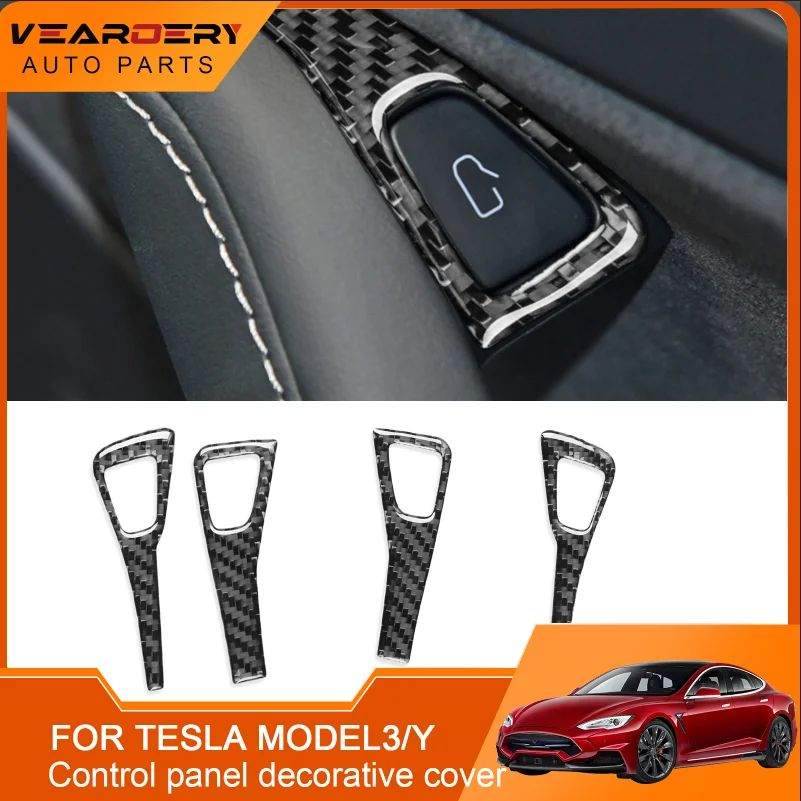 

Suitable for Tesla Model Y 2020+Model 3 2017-2022 Carbon fiber door switch control panel decorative cover
