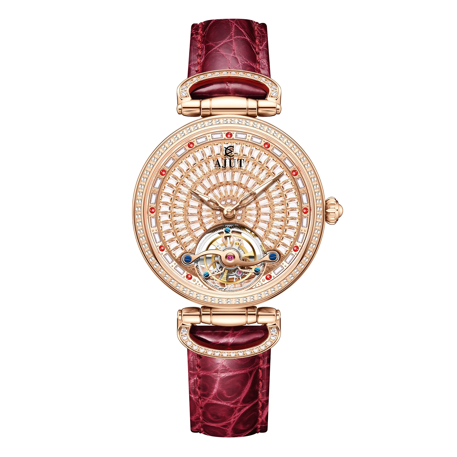 Tourbillon Movement Watch - AJUT 0397 Luxury Women's Wristwatch Automatic