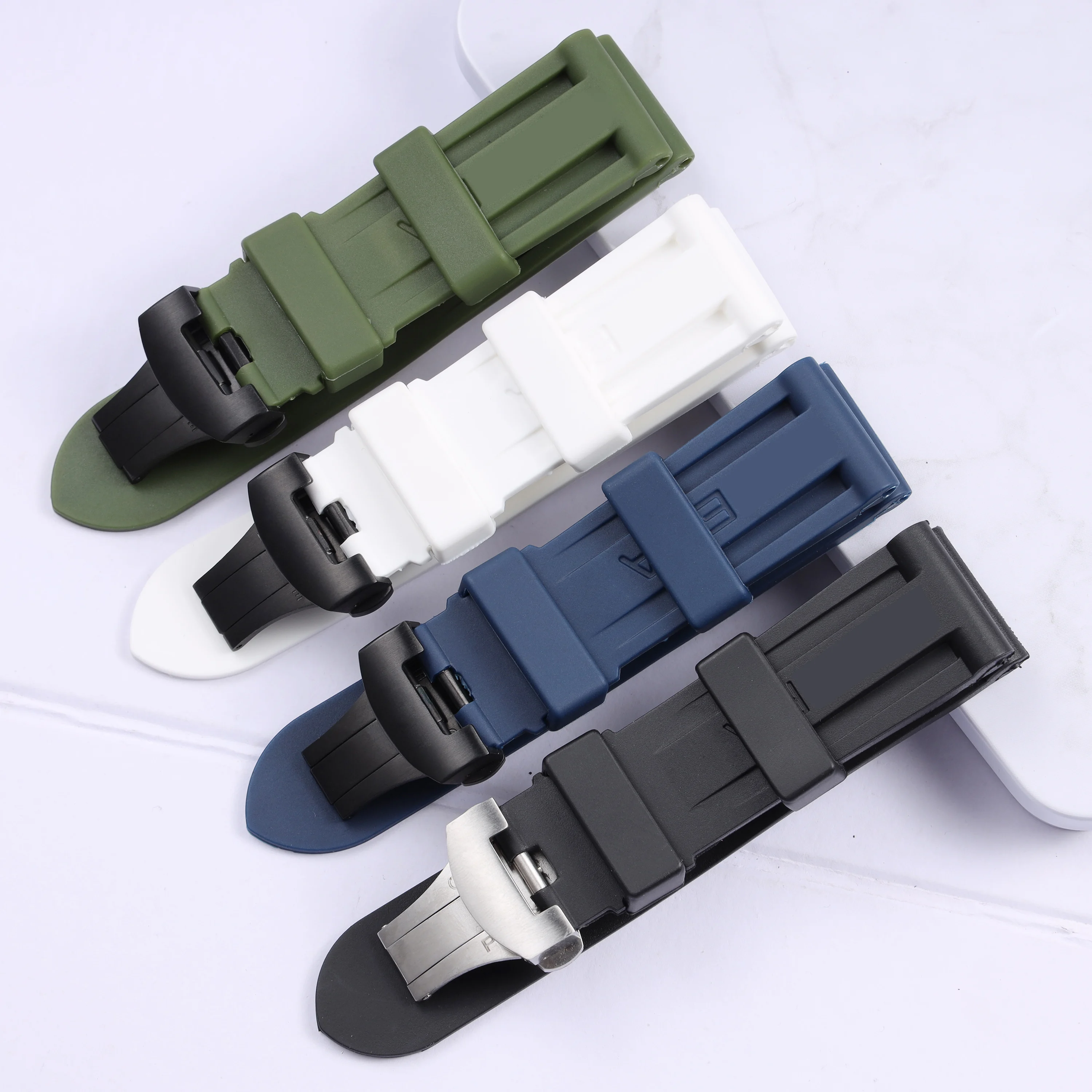 

22mm 24mm 26mm black blue green yellow white watchband for Panerai Pam silicone watch strap women men wrist bracelet