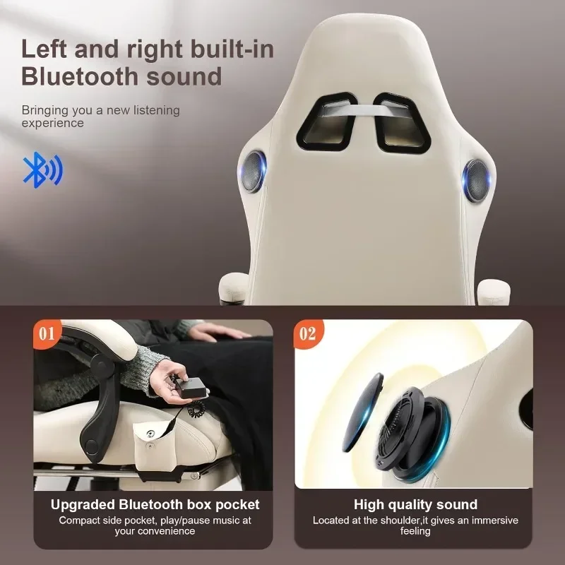 ##For Gaming Chair, Computer Chair with Footrest and Bluetooth Speakers, High Back Ergonomic Music Gamer Chair&*