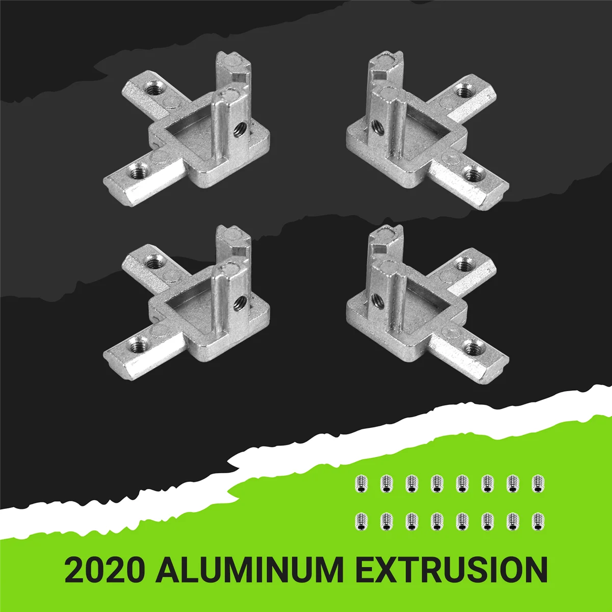 2020 시리즈 엔드 코너 브래킷 커넥터, 유럽 표준, 6mm T 슬롯, 20x20mm 알루미늄 압출 프로파일, 3 웨이, 핫 4 개