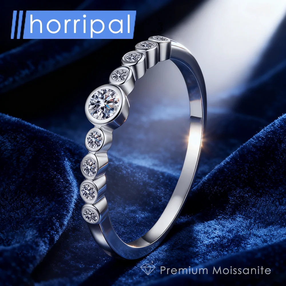 

D VVS1 Moissanite Bubble Ring for Women Engagement Band 100% S925 Sterling Silver Luxury Jewelry 18K White Gold Plated Fine Ring