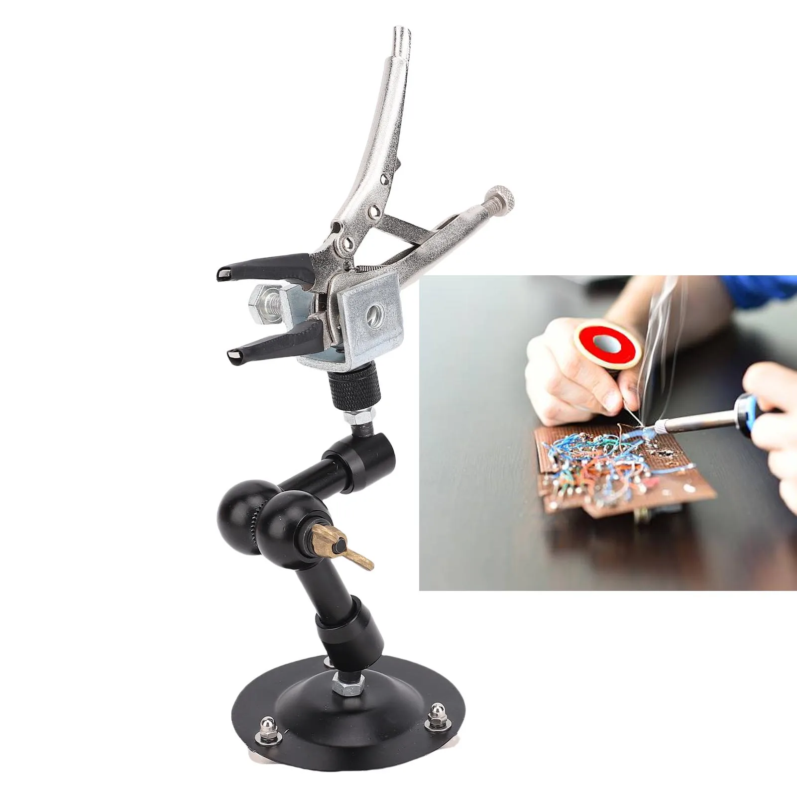 

Helping Hands Soldering Clamp Needle Nose Pliers Stable Camera Mount Clamp Adjustable Clamping Force for Maintenance