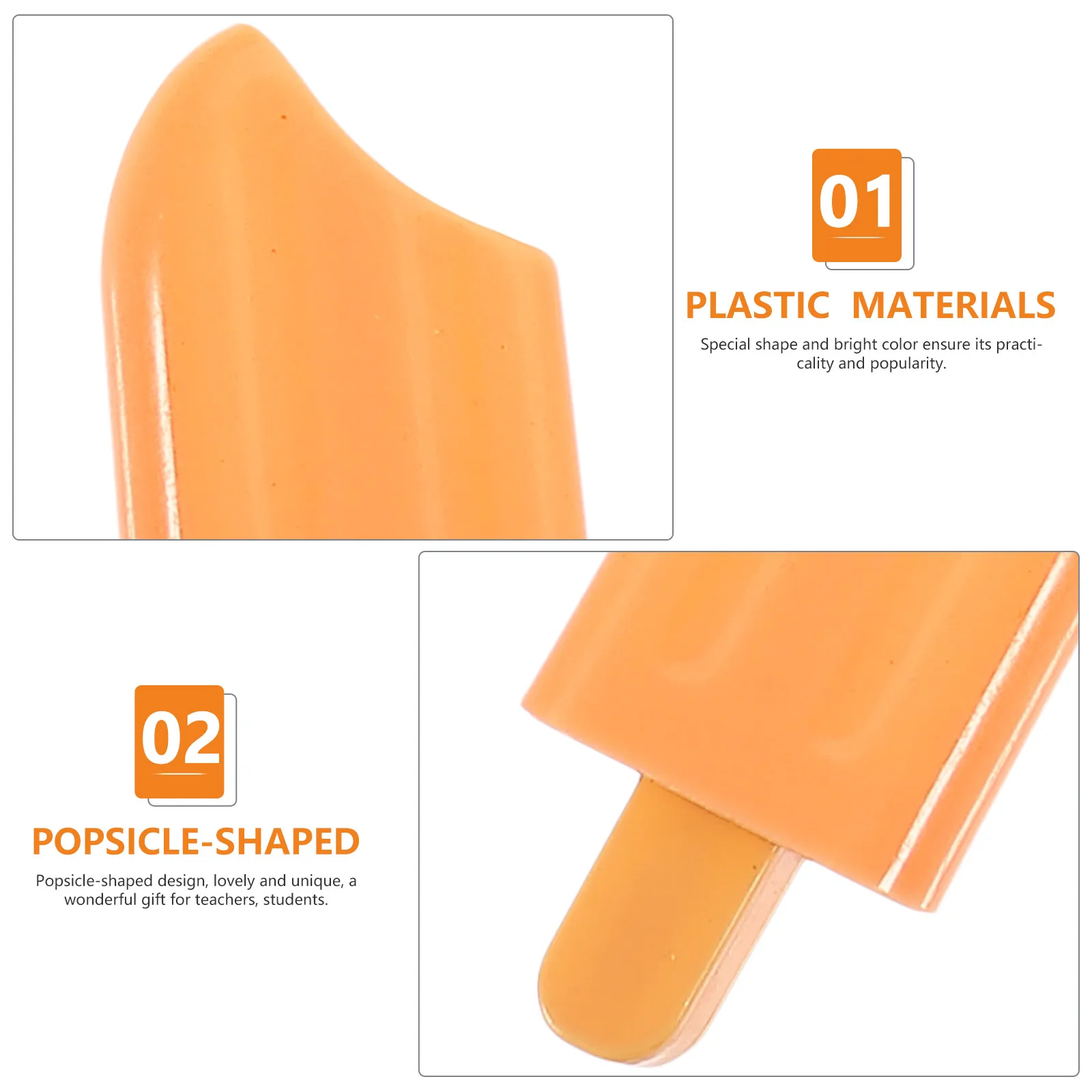 

20 pcs Colorful Highlighters Popsicle Shaped Markers Plastic Annotation Pens Smooth Writing No Ink Leak Lightweight Gifts