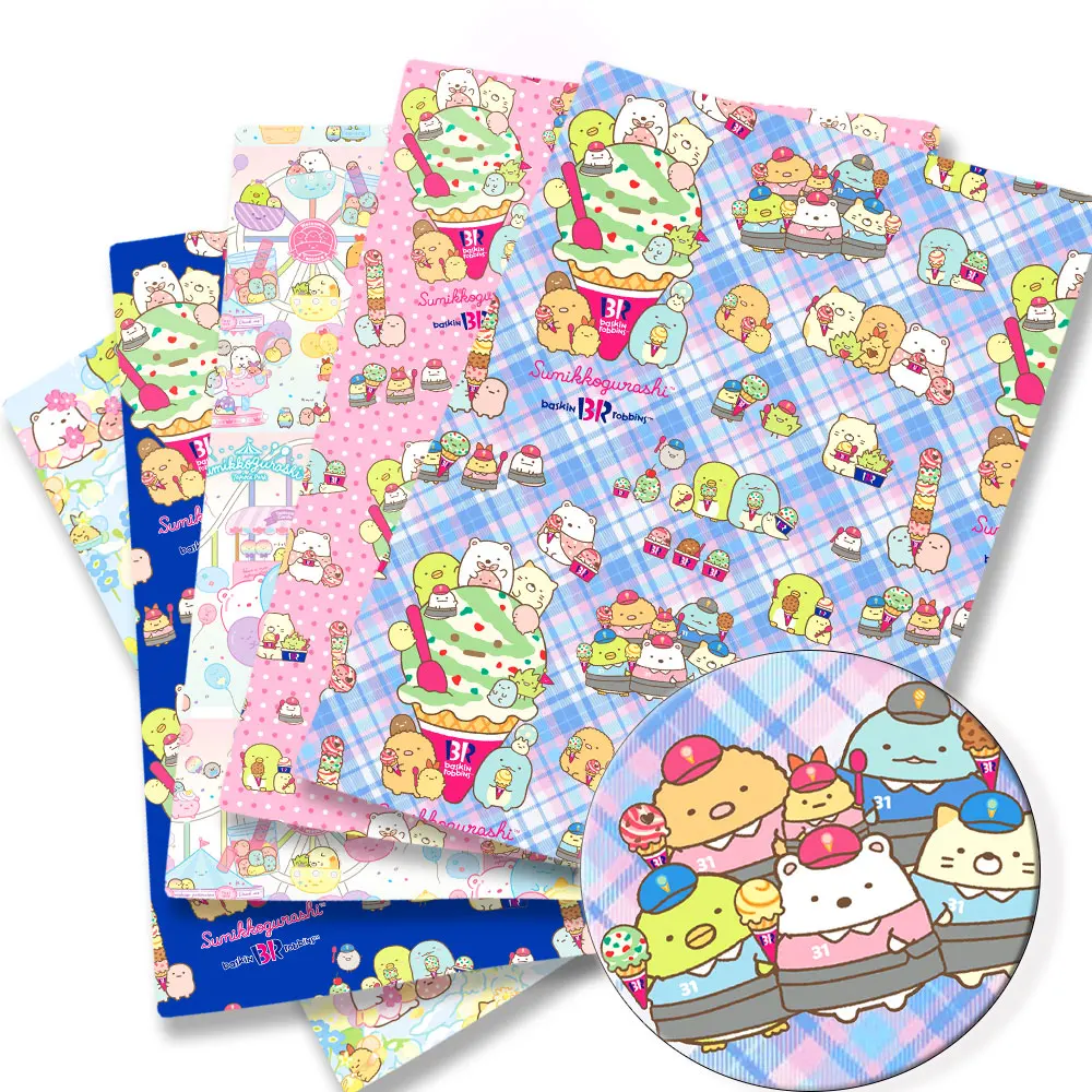 Tissu imprimé dessin animé en coton polyester pour enfants, patchwork de couture fait main, courtepointe, robe de bébé, feuille de maison, 140x50cm