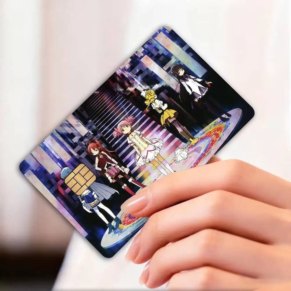 Anime Puella Magi Madoka Magica Credit Card Skin Stickers No Adhesive Residue for VISA Credit Card Subway Access Card