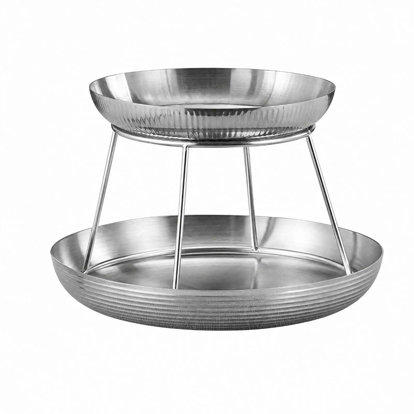 Stainless Steel Seafood Serving Tray Rack Easy to Clean Multi-Level Serving Tray Rack with Round Trays Elevated Steel Serving