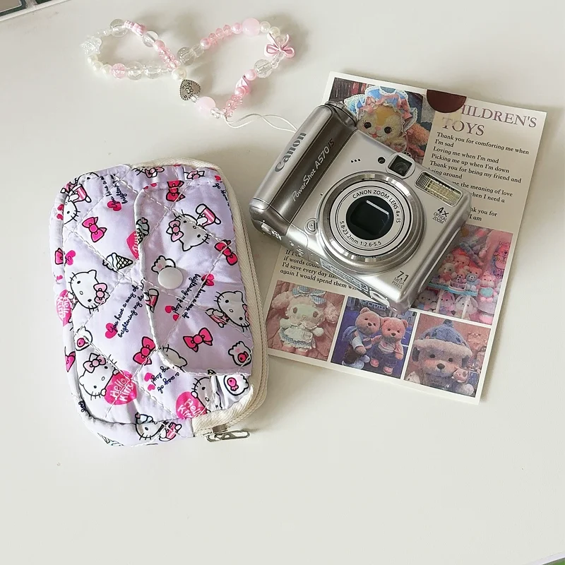 Кошелек Hello Kitty с героями мультфильмов Sanrio, кошелек в стиле аниме, держатель для карт, сумка для хранения Ccd, органайзер для гигиенических салфеток, чехол для макияжа, подарки