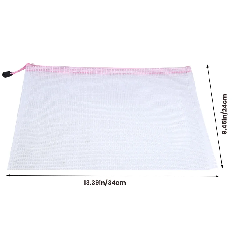 A19E-12PCS A4 Plastic Zip Wallets Mesh Zipper File Bags Document Folders Waterproof Travel Storage Pouch