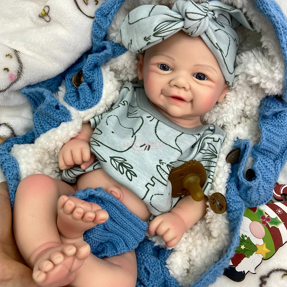 43 cm anatomicamente correto corpo inteiro sólido de silicone renascido bebê menino / menina pesado boneca recém-nascida para exibição e coleção de arte