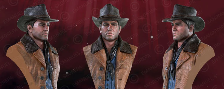 60mm  Resin Model Kits Arthur Morgan Bust Figure Unpainted No Color RW-911